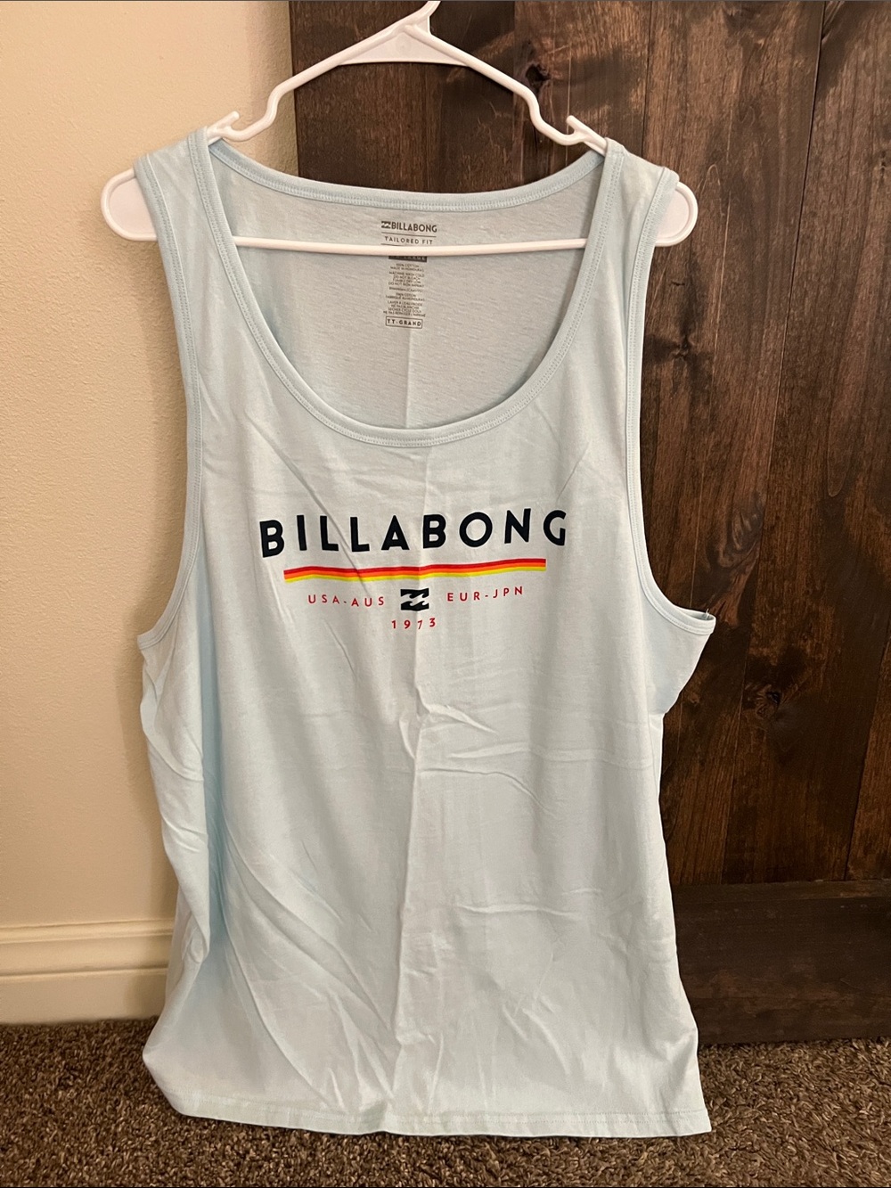 Billabong Light Blue Tank with Multicolor Stripe Logo